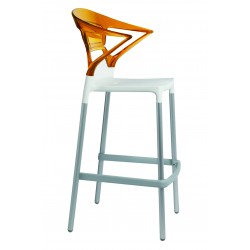 CAPRICE Aluminium/White-Orange Stool