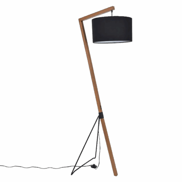 LAMPADAIRE Noir et bois