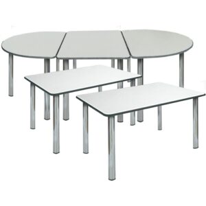 TABLE OVALE Blanc à napper + 3 allonges